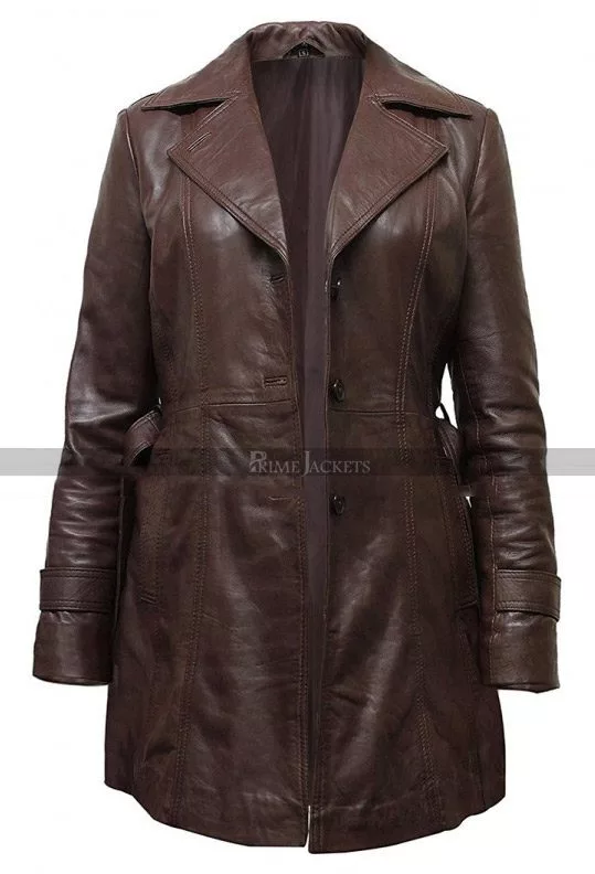 Women Brown Leather Coat