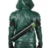Green Arrow Hoodie Jacket Stephen Amell Season 5 Oliver Queen Leather Costume