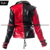 Harley Quinn Asylum Biker Black Red Jacket