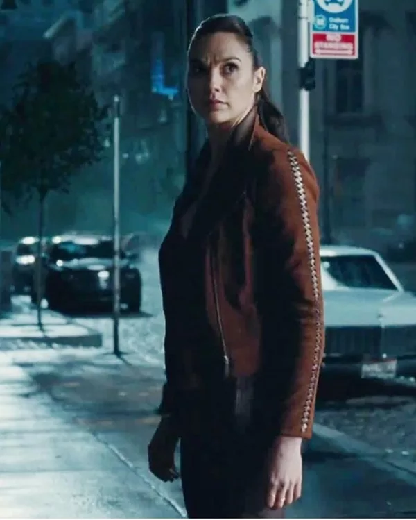 Justice League Gal Gadot Brown Leather jacket