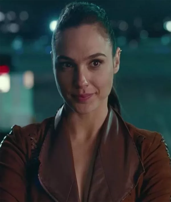 Justice League Gal Gadot Brown Leather jacket