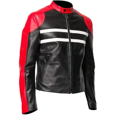 Cafe Racer Men's Retro Biker Speedster Black & Red Motorcycle Jacket