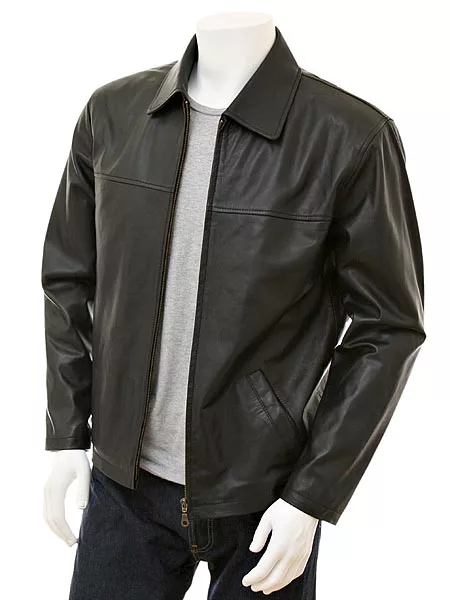 Men's Black Harrington Leather Jacket