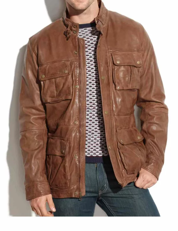 Mens Brown Vintage Leather Jacket