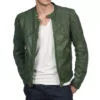 Men's Casual Wear Green Motorcycle Jacket