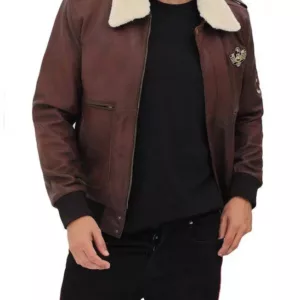 Mens Pierson Bomber Jacket With Shearling Collar
