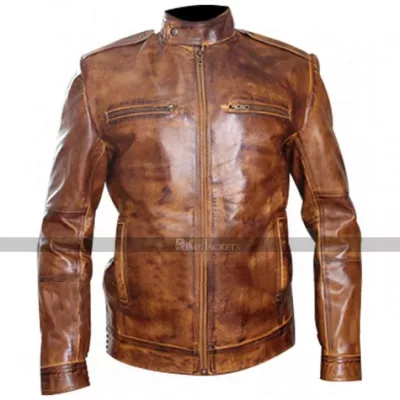 Men Designer Rider Bronze Brown Leather Jacket