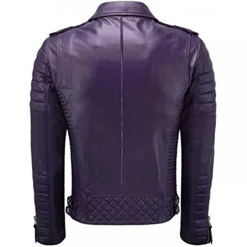 Vintage Biker Mens Motorcycle Quilted Purple Jacket