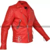 Men's Classic Diamond Quilted Red Motorcycle Leather Jacket