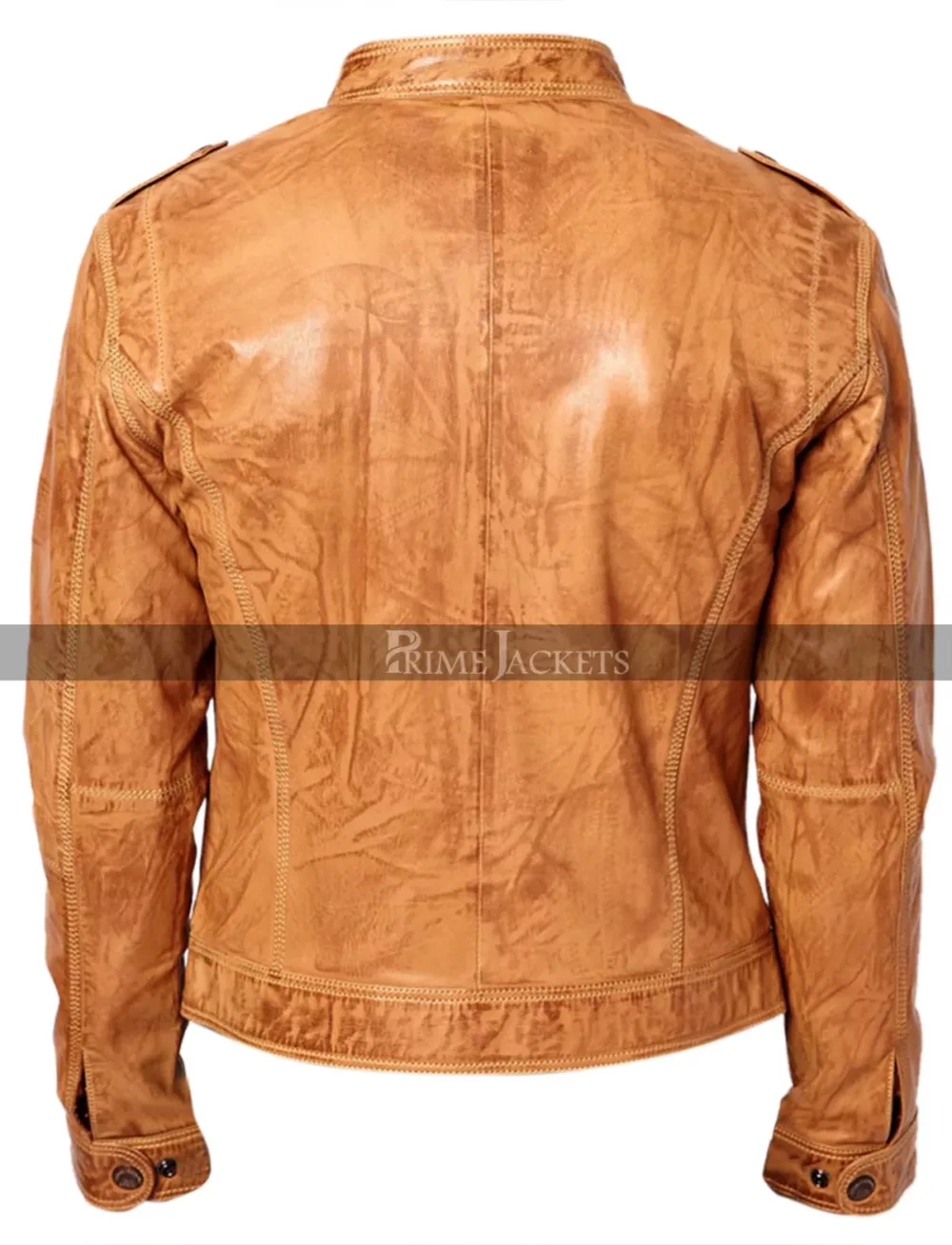 Men's Slimfit  Chest Zip Pocket Brown Biker Jacket
