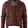 Mens Vintage Washed Tan Brown Motorcycle Leather Biker Jacket