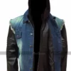 Denim Signature Leather Hooded Jacket