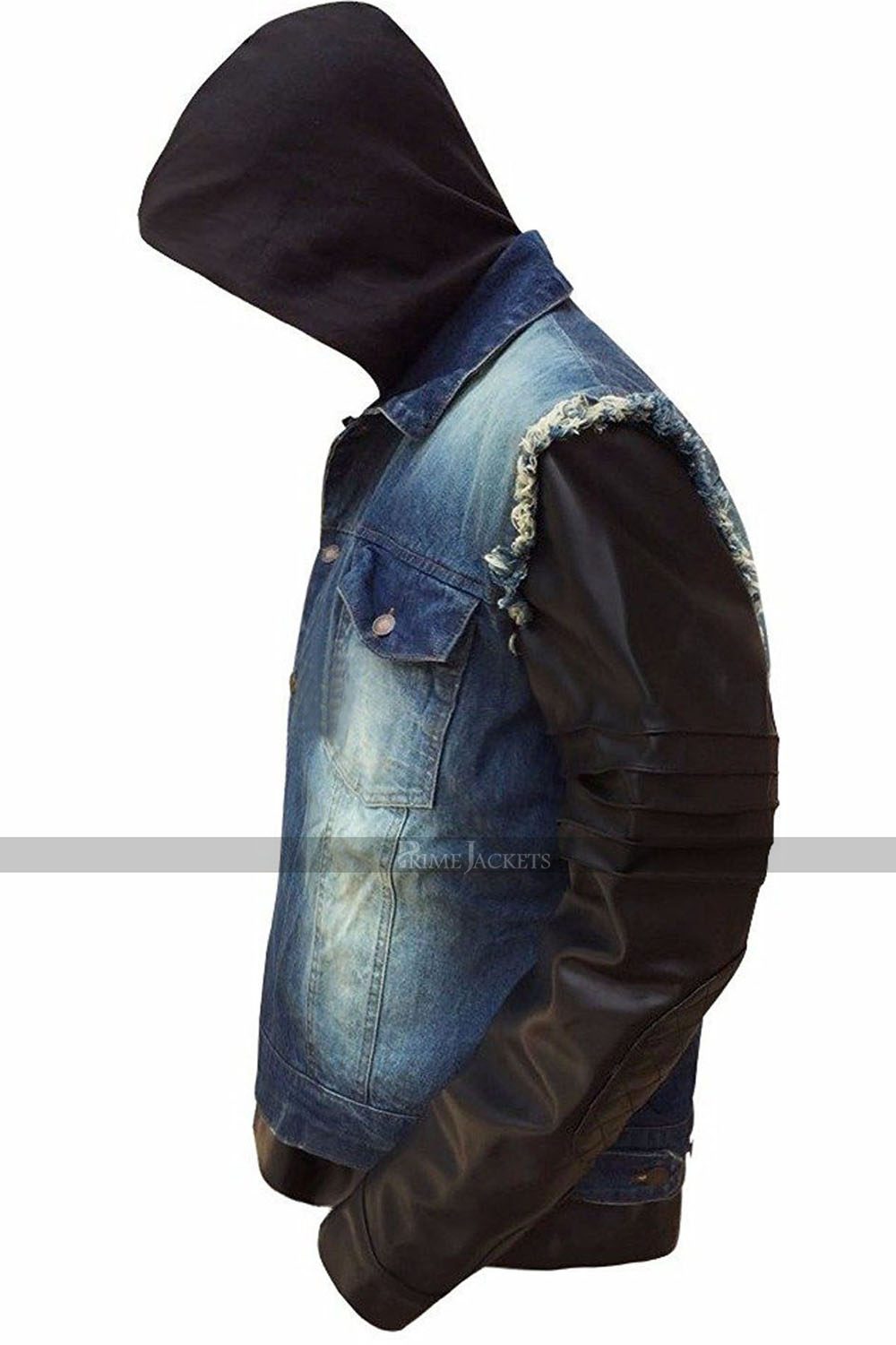 Denim Signature Leather Hooded Jacket