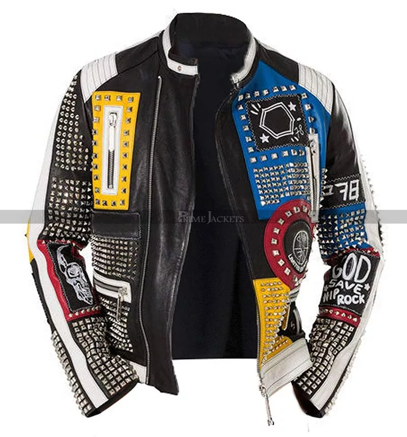Philipp Plein God Save Jacket | Nip Rock Studded Leather Jacket