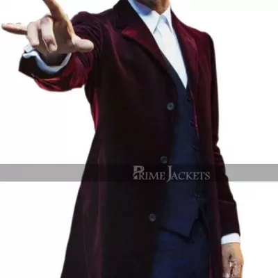 Mens 12th Doctor Who Peter Capaldi Maroon Coat