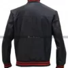 Mens Black Leather Designer Bomber Jacket