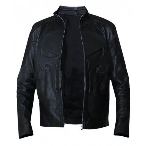 Punisher Skull Black Biker Leather Jacket