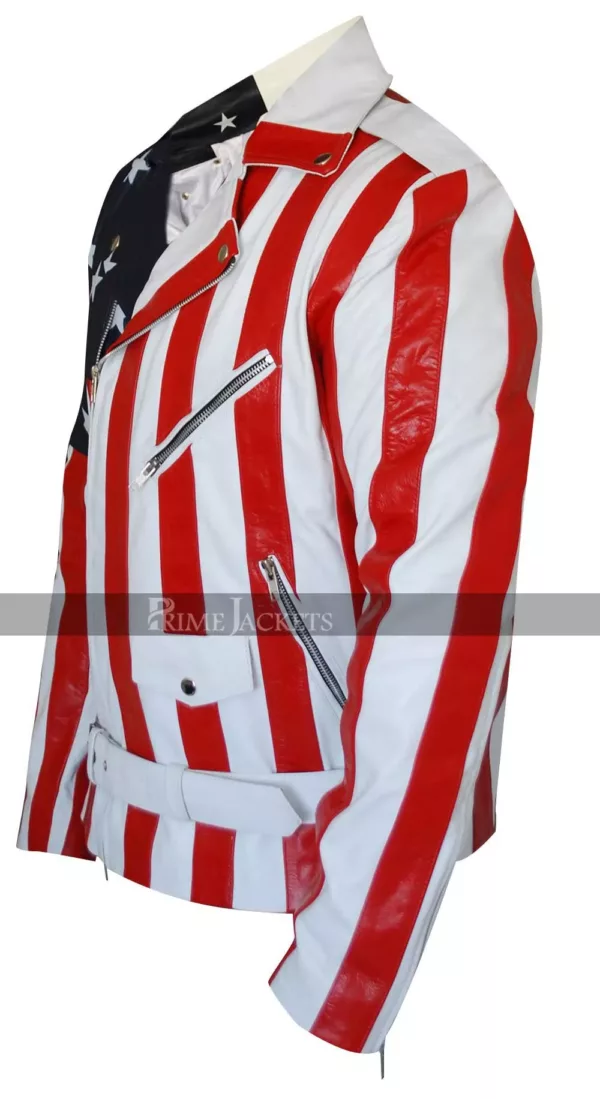 American Flag Biker Style Leather Jacket