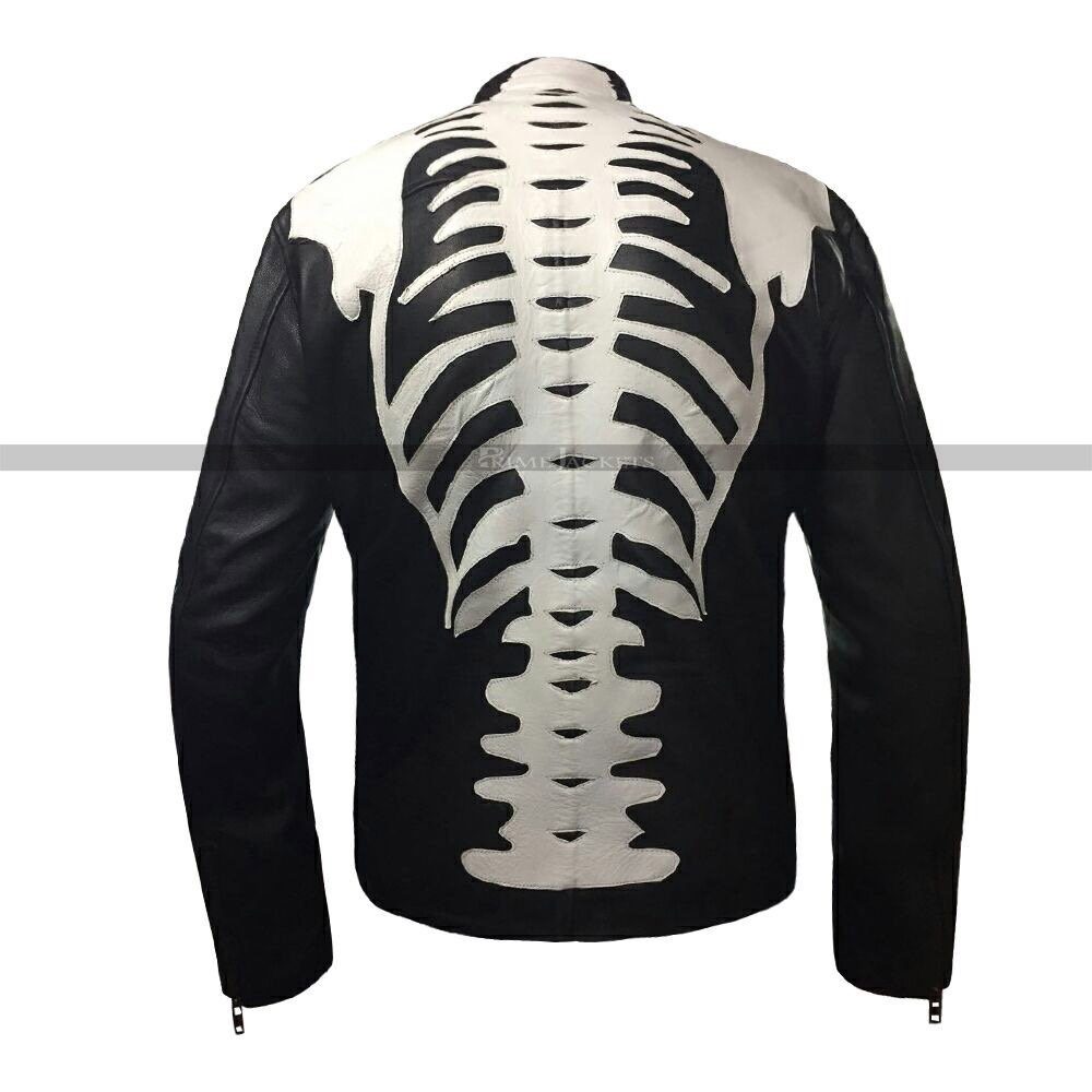 Skeleton Sketch Bones Biker Leather Jacket