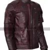 Guardians of the Galaxy Vol 2 Chris Pratt Distressed Maroon Leather Jacket