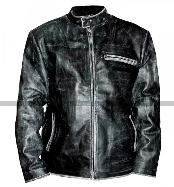 Tom Cruise Distressed Black Motorcycle Leather Jacket