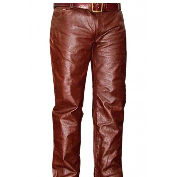Mens Brown Leather Pants