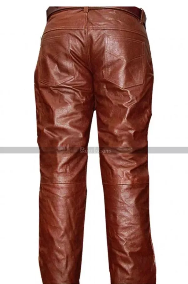 Mens Brown Leather Pants