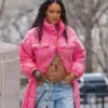 Rihanna Pink Puffer Coat