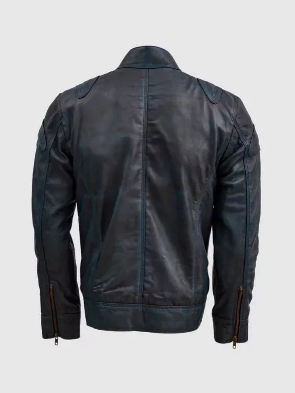 Waxed Blue Leather Jacket