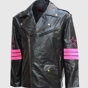 Bret Hart Replica Hitman Black Jacket Pink Stripes