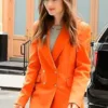 Windfall Lily Collins Orange Suit