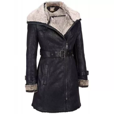 Womens Black Leather Jacket With Fur Collar