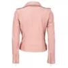 Womens Pink Biker Style Leather Jacket