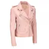 Womens Pink Biker Style Leather Jacket