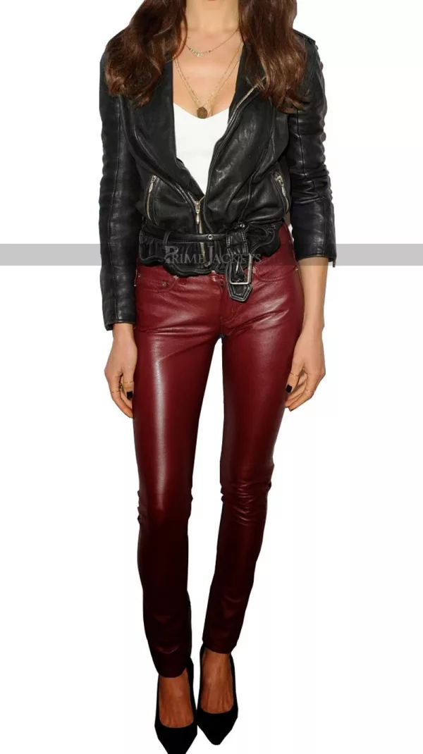 Maggie Q Motorcycle Leather Jacket Pants