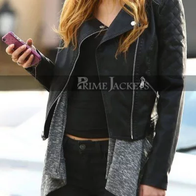 Bella Thorne Black Quilted Leather Jacket