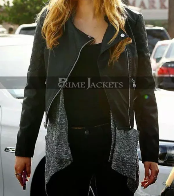 Bella Thorne Black Quilted Leather Jacket