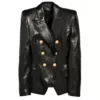 Kim Kardashian Balmain Black Leather Jacket