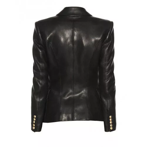 Kim Kardashian Balmain Black Leather Jacket