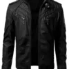 Mens Slim Fit Black Leather Jacket