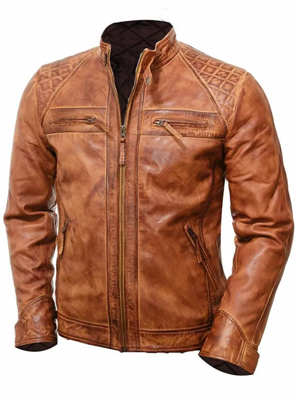 Dark Brown Quilted Motorcycle Jacket