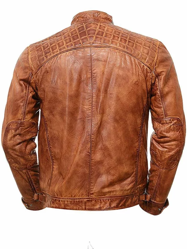 Dark Brown Quilted Motorcycle Jacket