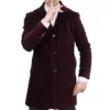 Notch Lapel Velvet Maroon Coat