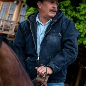 Kevin Costner Yellowstone John Dutton Hooded Denim Jacket