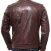 Men Motorcycle Oxblood Quilted Leather Jacket