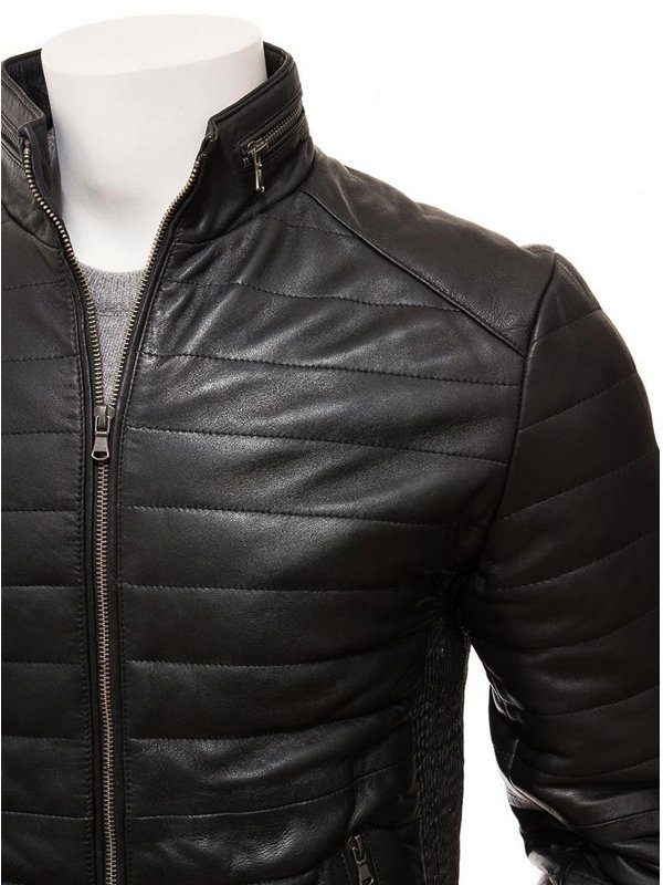 Mens Black Quilted Leather Jacket