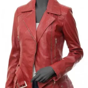 Womens Red Leather Blazer